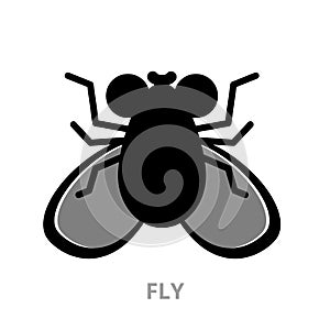 Silhouette of a fly. fly sign on white background. Isolated object for web and application. photo